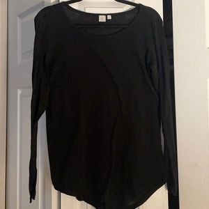BP Black Scoop Neck Round Hem Long Sleeve Tee, Size L